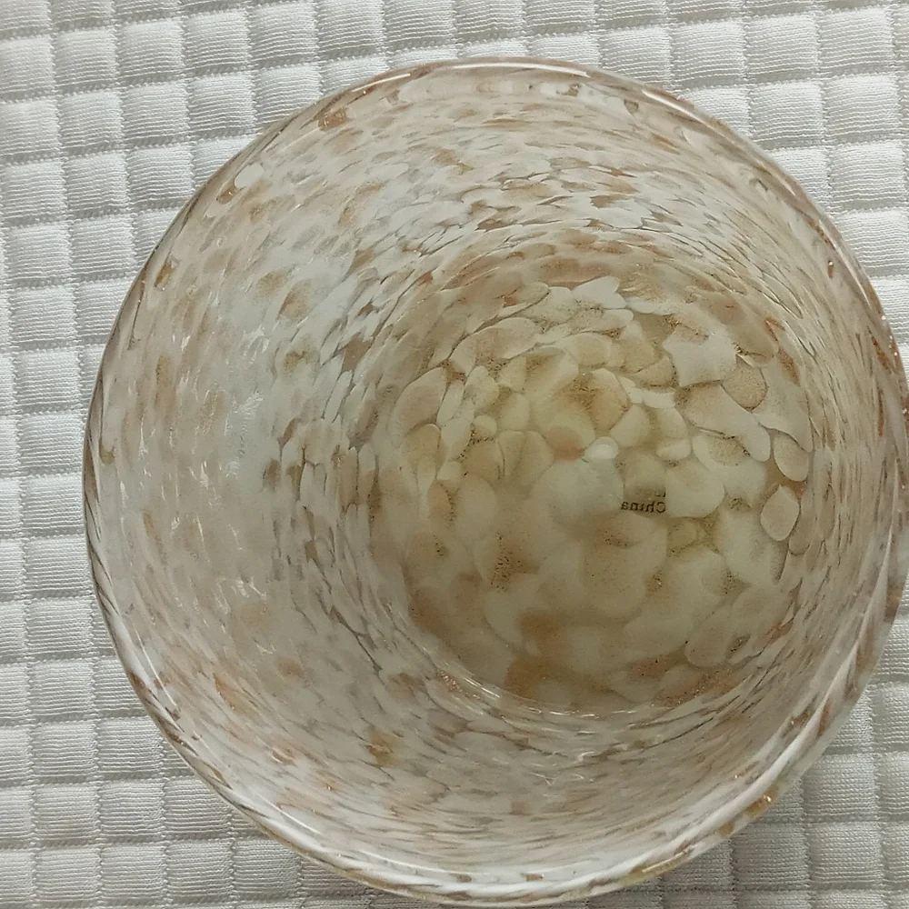 Pier 1 Imports Speckled Glass Candle Holder Shimmery White Gold